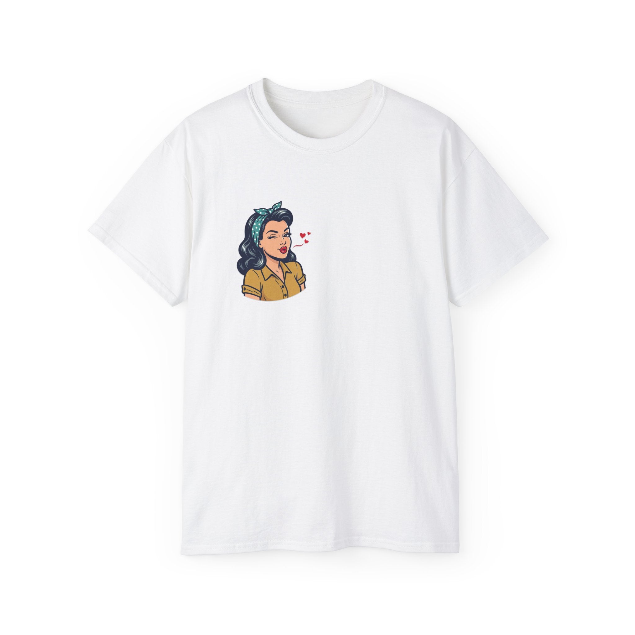 Retro Pinup Girl Kiss Tee – Vintage Vibes