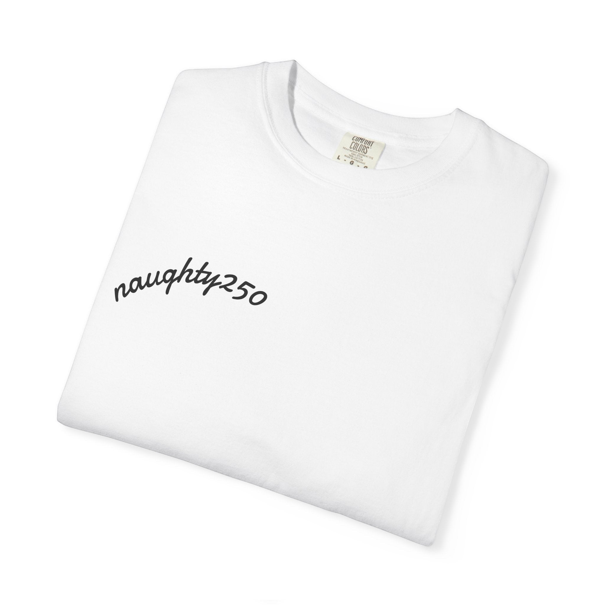 Naughty250 white heavyweight 100% cotton t-shirt with relaxed fit and