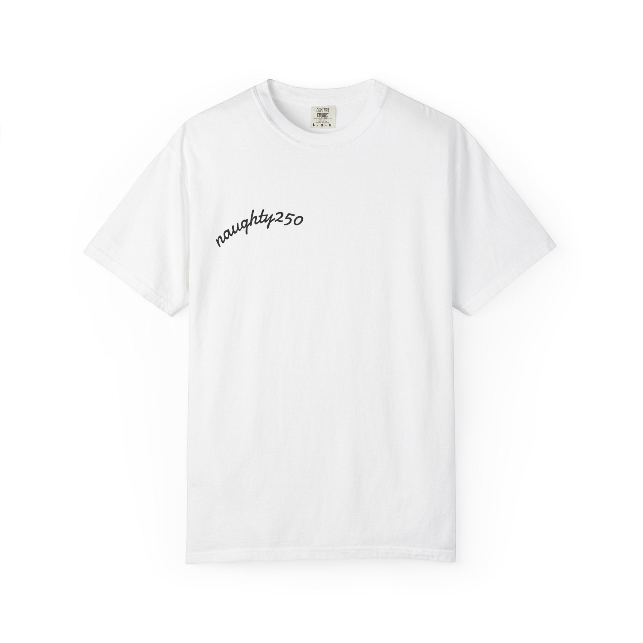 Naughty250 white heavyweight 100% cotton t-shirt with relaxed fit and